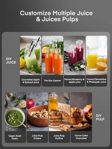 Vista 6 de Extractor de exprimidores de boca ancha de 3 pulgadas, potencia máxima de 800 W, para verduras y frutas con ajuste de 3 velocidades, motor de 400 W