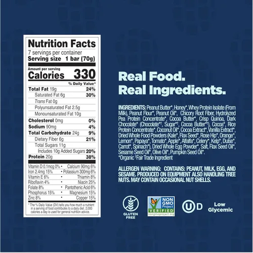 Vista 2 de Perfect Bar Protein + Prebiotics Barra de proteína de mantequilla de maní de chocolate, 0.71 onzas de proteína, suero alimentado con pasto, 0.21