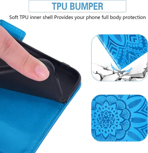 Vista 7 de Asuwish Funda de teléfono para Moto Z Force con protector de pantalla de vidrio templado y cartera de cuero con diseño de flores, soporte