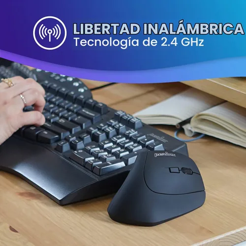 Vista 7 de Perixx PERIMICE-804 - Ratón vertical Bluetooth, conexión Bluetooth para Windows y sistema Android, funciona sin receptor USB, color negro