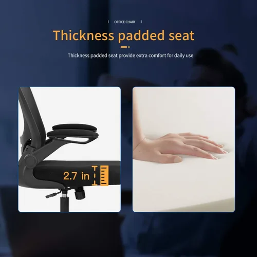 Vista 4 de Silla de oficina en casa, silla de escritorio ergonómica, silla de computadora de malla, sillas cómodas con respaldo medio con soporte lumbar
