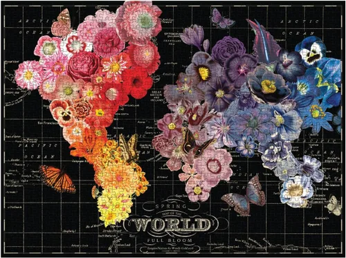 Vista 8 de Rompecabezas Galison de mapamundi en plena floración 1000-piezas