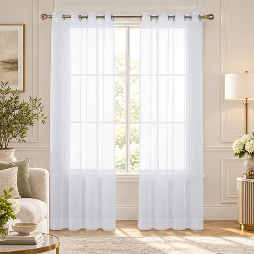 Vista 51 de Deconovo Cortinas de lino blanco de 84 pulgadas de largo para sala de estar Lino Blanqueado