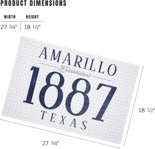 Vista 5 de Amarillo, Texas, Established Date (Blue) (1000 Piece Puzzle, Challenging Jigsaw Puzzle for Adults, Made in USA)