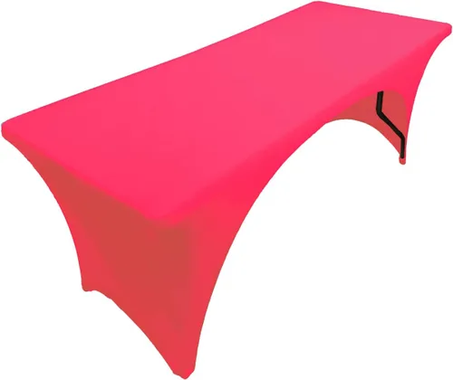 Vista 10 de Mantel de elastano color burdeos de 6 pies para mesa plegable rectangular ajustable