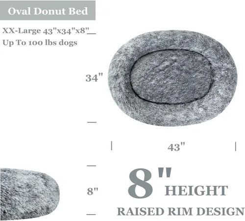 Vista 3 de Coohom - Cama ovalada afelpada de piel sintética tipo dona pcalmar perros y gatos, lavable, con almohada pmascotas (303643 pulgadas) pperros