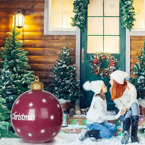 Vista 6 de Bola inflable de PVC de Navidad 2023, decoraciones al aire libre, bolas inflables grandes de adornos de Navidad, adornos inflables gigantes gigantes
