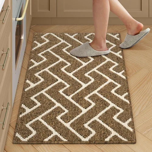 Vista 31 de Juegos de alfombras de cocina de 2 piezas - Alfombras de cocina antideslizantes coloridas para piso - Gruesas, alfombra decorativa de piso de cocina
