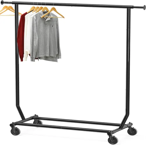 Vista 8 de Simple Houseware - Perchero de ropa resistente, sostiene hasta 150 lbs, varilla extensible de 42 a 67 pulgadas, negro