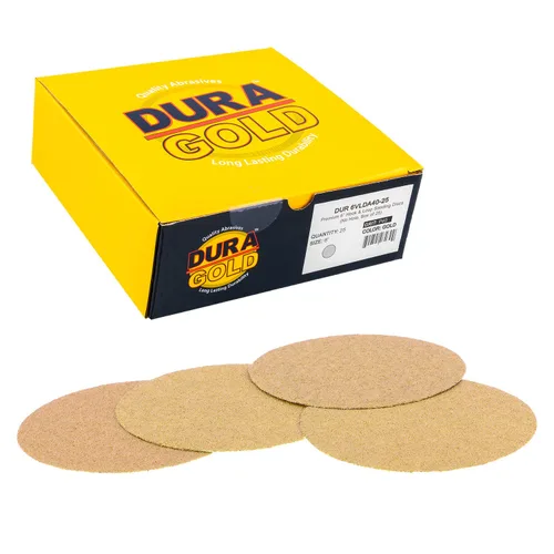 Dura-Gold Discos de lijado dorados de 6 pulgadas, grano 40, gancho y bucle