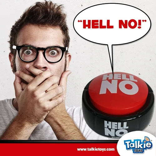 Vista 2 de Talkie Toys Products Hell No Button - 10 divertidos refranes de botón de infierno sin sonido - Juguete divertido para decir que no - Alivio