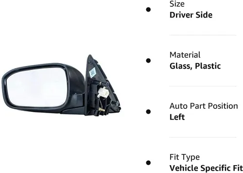 Vista 3 de Dependable Direct Espejo de puerta plegable manual sin pintar para el lado izquierdo del conductor compatible con Honda Accord Sedan