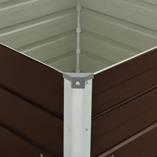 Vista 5 de Cama de jardín elevada marrón de 39.4 x 39.4 x 30.3 pulgadas, acero galvanizado, cama de jardín elevada, macetas para jardín de hierbas y flores
