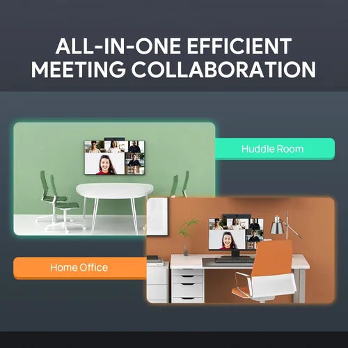 Vista 8 de Cámara para videoconferencia Yealink, cámara web 4K, encuadre automático AI de 120°, 8 matrices de micrófonos y seguimiento de altavoces