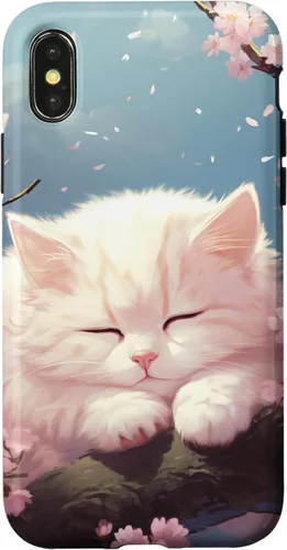 Vista 5 de Cute Sleeping Cat in Cherry Blossom Anime Kawaii Kitten Cat Case for iPhone 17