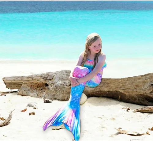 Vista 6 de DNFUN Traje de sirena para niñas con monoaleta