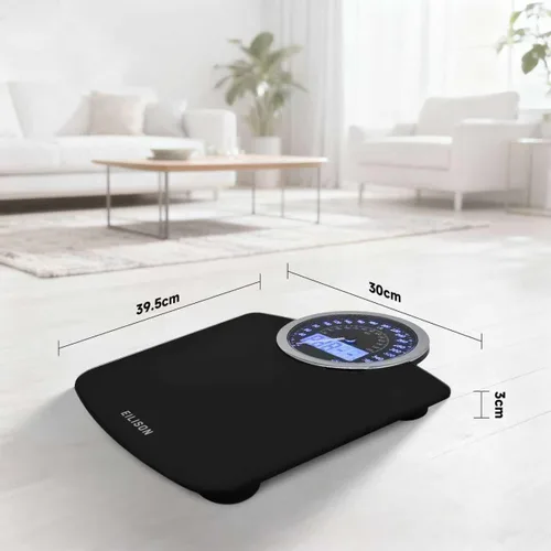 Vista 6 de EILISON Balanza de pesaje digital y analógica 2 en 1 altamente avanzada para peso corporal - 400 libras, 4 sensores GX de alta precisión, vidrio