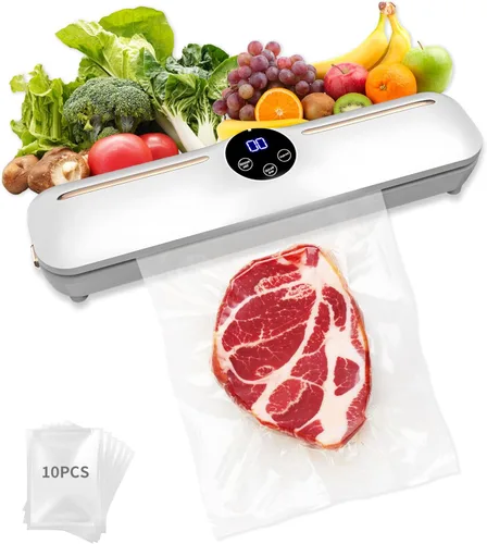 Máquina selladora al vacío, máquina multifuncional de sellado al vacío de alimentos con 10 bolsas de conservación de alimentos, sellador al vacío