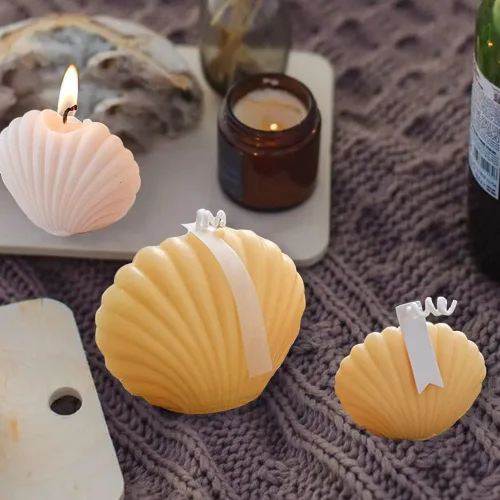 Vista 3 de 2 moldes de silicona para velas de concha de vieiras, molde de fondant de temática marina 3D, moldes de conchas para velas perfumadas, jabón, resina