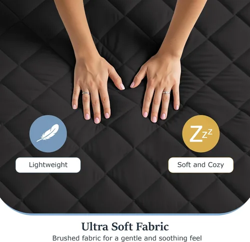 Vista 4 de LUX Décor Protector de Colchón Twin - Cubrecolchón Acolchado Elástico Ajustable Protector Hasta 16 Pulgadas de Profundidad - Cubrecolchón Suave Negro