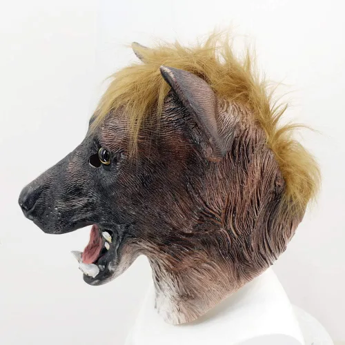 Vista 5 de Hyena - Máscara de látex para perro, disfraz de Halloween, disfraz de fiesta de cosplay, multicolor, Multicolorido