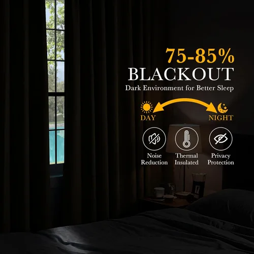Vista 2 de PONY DANCE Cortinas opacas con aislamiento térmico, paneles de tratamiento de ventana, cortinas opacas para oscurecer la habitación, cortinas opacas