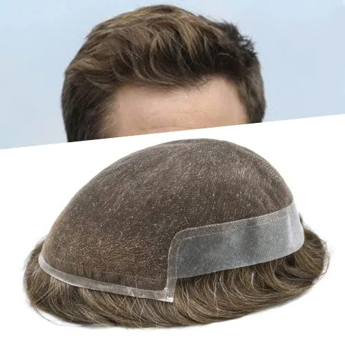 Vista 60 de Pieza de pelo para hombre, cabello humano real, suave encaje suizo frontal, tupé para hombres, sistema de cabello, extensiones capilares para hombre