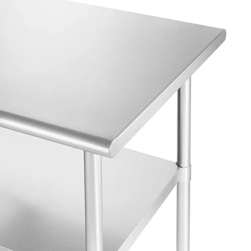 Vista 3 de Mesa de trabajo Gridmann NSF, de acero inoxidable para preparación de cocina comercial con 4 ruedas, varios tamaños disponibles: 30, 36, 48, 72