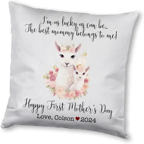 Vista 5 de Mama Baby Llama, funda de almohada personalizada para el primer día de la madre, funda de almohada personalizada para el día de la madre, regalo