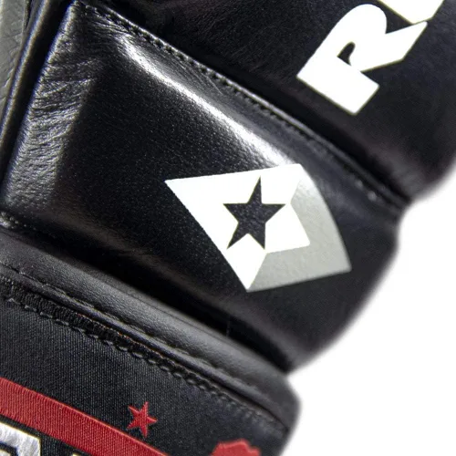 Vista 6 de Revgear Pro Series MS1 MMA Boxing Gloves, Premium Leather for Muay Thai, Sparring, MMA Enthusiasts, Medium, Black, Ideal for Training, Great