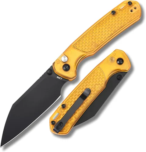 CJRB Cuchillo Plegable Pyrite-Light, Cuchillo de Bolsillo con Hoja de Acero AR-RPM9 de 3.34'', con Clip para Hombres y Mujeres, Cuchillo EDC Afilado