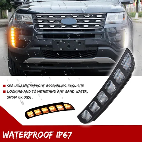 Vista 5 de GTINTHEBOX Para 2016 2017 2018 2019 Parachoques delantero DRL antiniebla luces de conducción secuencial de señal de giro Switchback ámbar y blanco