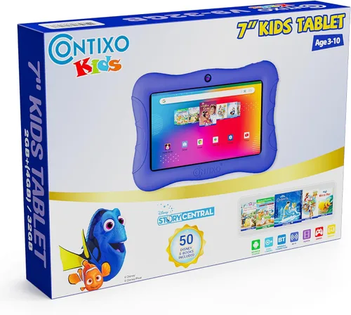 Vista 9 de Contixo Tableta para niños de 7 pulgadas, tableta Android V9A de 32 GB para edades de 3 a 7 años, controles parentales, 50 libros de cuentos