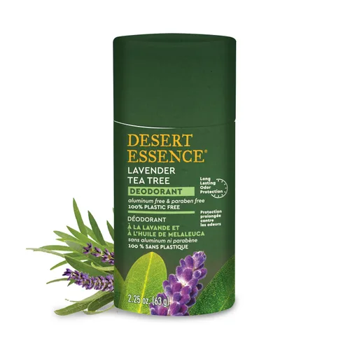 Vista 9 de Desert Essence Desodorante de coco – 100% libre de plástico, protección natural del olor – Sin aluminio ni parabenos con árbol de té y manteca