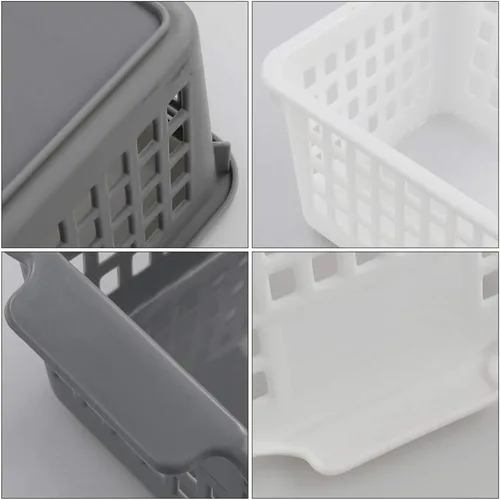 Vista 4 de Cestas de almacenamiento rectangulares pequeñas de plástico, 6 paquetes