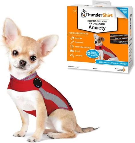 Vista 15 de ThunderShirt para perros, XX Pequeño, Polo azul - Chaleco calmante para el alivio de la ansiedad en perros