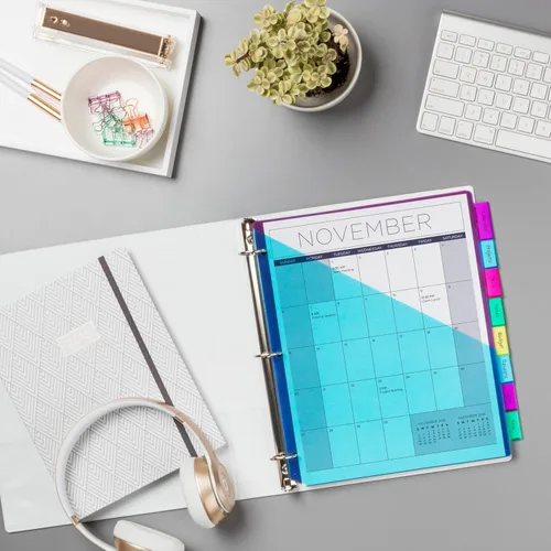 Vista 8 de Avery Big Tab - Separadores de plástico insertables con 2 bolsillos para carpetas de 3 anillas, juego de 8 pestañas, multicolor brillante de dos