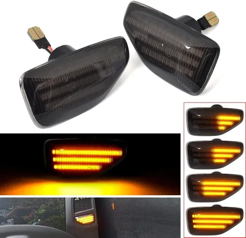 Vista 3 de Malcayang Señal de giro lateral LED ámbar para Dacia Logan MCV II Sandero Stepway II Duster II 2012-2022 (negro)