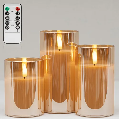 Vista 23 de ANGELLOONG Velas sin llama con control remoto para decoración de mesa, velas falsas parpadeantes que funcionan con pilas, velas de batería