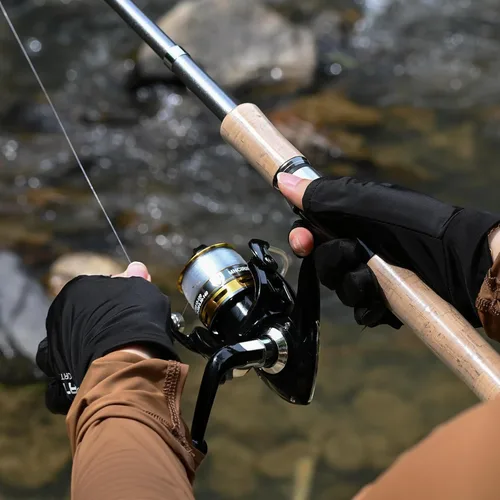 Vista 4 de Juego combinado de caña de pescar de fibra de carbono, carrete giratorio de 6.9 ft/6.89 pies, kit de accesorios de 145 piezas para pesca de agua