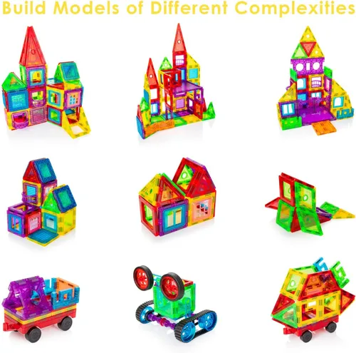 Vista 4 de Batlofty Bloques de construcción magnéticos 3D de 178 piezas para niños, niños pequeños a partir de 3 años, juguete para niños con juegos de autos