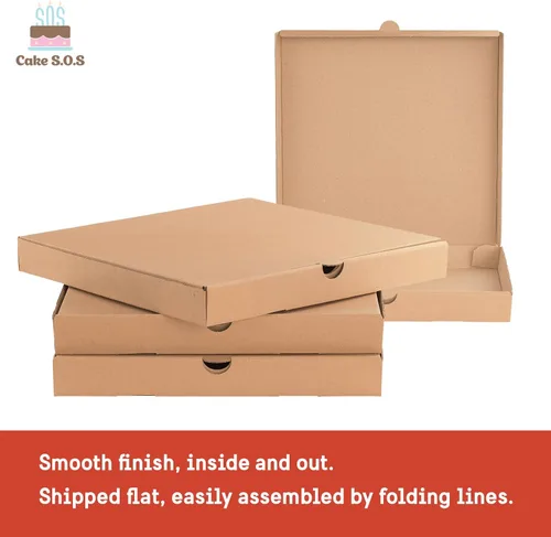 Vista 2 de Cajas de pizza de cartón corrugado Kraft de 10 x 10 x 1.75 pulgadas (paquete de 25)