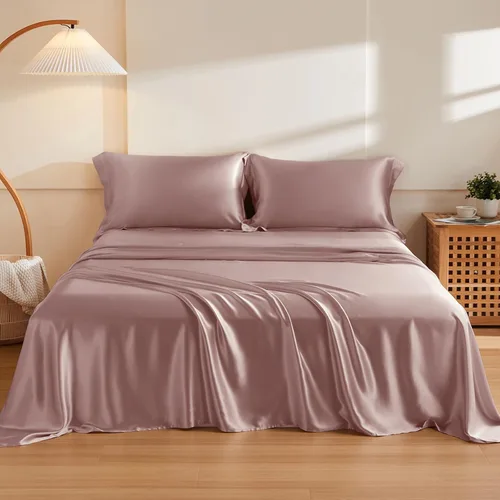 Vista 21 de THXSILK Juego de sábanas de seda de 4 piezas, sábanas de seda de morera 100% natural de grado superior 6A+, juegos de ropa de cama de lujo, ultra