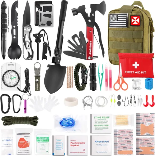 Vista 7 de Survival Kit 256 in 1, First Aid Kit Survival Gear Tools Trauma Kit with Molle Pouch for Outdoor, Camping, Hunting, Hiking, Earthquake, Home