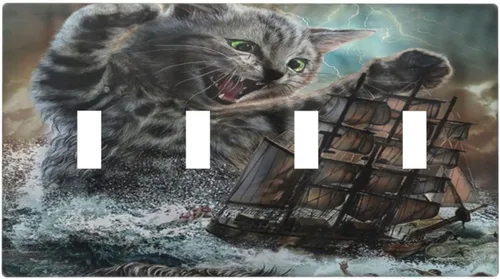 Vista 14 de Cubierta de Toma Duplex de 1 Banda Decorativa con Diseño de Puesta de Sol Abstracto y Arcoíris, Placa Frontal Eléctrica, Interruptor de Luz Único