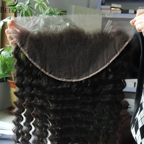 Vista 35 de BEEOS Frontal de Encaje HD de 13 x 4 pulgadas Solamente, cabello humano virgen lacio de color rubio 613, línea de cabello prearrancado de 0.10mm