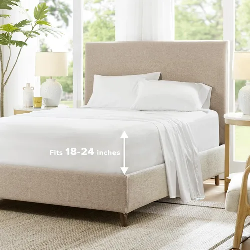 Vista 10 de Comfort Spaces - Sábana bajera Coolmax supersuave y resistente a la decoloración que absorbe la humedad con elásticos alrededor que se adapta a