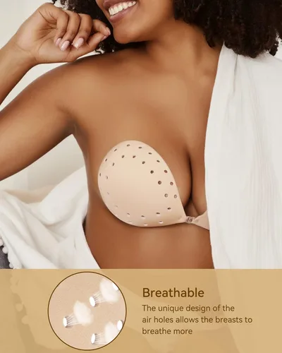 Vista 2 de Niidor Sticky Bra for Women Breathable Adhesive Invisible Strapless Push Up Backless Bra with Nipple Covers