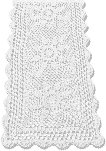 Vista 10 de KEPSWET Camino de mesa rectangular de encaje de ganchillo hecho a mano con girasol de algodón para decoración de mesa auxiliar