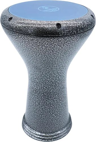 Vista 8 de Percussion" Gawharet El Fan Pro Metal Darbuka Drum Doumbek (negro/plateado + piel de pez)